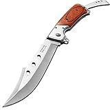 Couteau de chasse avec manche en palissandre, couteau de poche tactique, couteau de poche pliable à longue lame - couteau pliant à grande lame