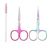 Ciseaux à sourcils, 2 Pcs Ciseaux à Ongles Ciseaux de Manucure en Acier Inoxydable et Brosse à sourcils Ciseaux à Cuticules pour Homme et Femme