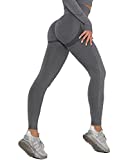 DUROFIT Legging Sport Taille Haute Push Up Femme Pantalon de Yoga sans Couture Yoga Pants Sexy Legging Compression Fitness Gym Jogging Running Course Exercice Gris L