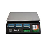 Pèse-personne numérique avec câble de chargement - Écran LCD - Balance de prix - Balance de table - Balance de magasin calibrée - Balance de table - Balance de table - Jusqu'à 40 kg