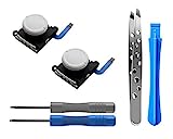 ElecGear [New édition] 2PCs Joystick Analogique 3D de Remplacement pour Manette Nintendo Joy-Con et Switch Lite, Thumb Stick Capuchons de Stick avec Tournevis Kit d'outils de Reparation (Blanc/Blanc)