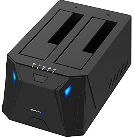 Sabrent Station d’Accueil USB 3.0 vers SATA I/II/III, 2 emplacements pour SSD et disques durs de 2,5 ou 3,5 Pouces, avec Fonction clonage. [Compatible 10TB] (EC-HD2B).