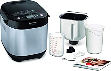 Moulinex Pain et Delices Machine à pain 1Kg 720W  20 programmes automatiques Programme sans gluten Programme yaourt Pain maison Pizza Pâte Confiture Porridge Yaourt Fromage frais Noir Inox OW240E30