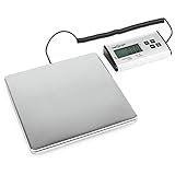 oneConcept Marketeer - Balance postale numérique pèse-colis pèse-lettres courrier paquets (écran séparé, charge max 150kg, surface de 27x27cm, fonction tare)