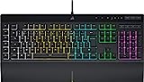 Corsair K55 RGB PRO Clavier Gaming à Membrane Filaire (Rétroéclairage RGB Dynamique, 6 Touches de Macro avec Intégration Logicielle Elgato, Résistance aux et à La Poussière IP42) AZERTY, Noir