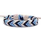 YOUHU Bracelet Tressé À La Main,Bracelet D'Amitié Fait À La Main Retro Waves Corde Bleu Marine Mix-Couleur Tressé Bijoux À La Mode Bracelets BFF Bracelet De Cheville Chanceux Réglable pour Femmes H