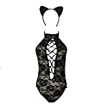 Wolfleague Nuisette Babydoll Ouverte Lingerie sous-VêTements Nuisette Ensemble Dentelle Dessous Tenue Lingerie Femme Sexy Erotique Grande Taille S~XXL