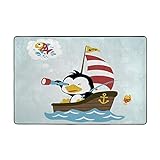 CHEHONG - Tapis de Maison - Design Moderne - Pingouin sur Bateau - pour Patio, Salon, Salle à Manger - Grande Taille, Tissu Polyester, Color1, 63X48Inch