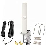 KASER Antenne 4G LTE Exterieur Mimo Omnidirectionnel Étanche 696 – 2700 MHz connecteur SMA CRC9 TS9 Compatible pour Routeur 4G Gagnez jusqu'à 12 dBi Réception jusqu'à 15 KM (Câble 2 x 10 m)