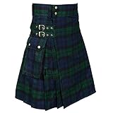 SHUXIA Kilts Utilitaires pour Hommes Jupe de Festival irrégulière plissée Traditionnelle écossaise et Irlandaise à Carreaux