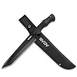 GVDV Couteau de Chasse avec Gaine - Couteau à Lame Fixe en Forme Tanto, Couteau de Survie avec FRN Poignée pour Camping, Chasse, Randonnée