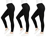 FM London - Lot de 3 leggins décontractés pour femmes | Leggins non transparents pour femmes, produit idéal pour les loisirs | Leggins élastiques, coupe ajustée, noir
