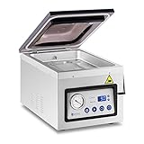 Royal Catering Machine De Mise Sous Vide Alimentaire Appareil Pro À Emballer Emballage Scelleuse À Cloche De Table RCVG-47 (1 000 W, Sacs 26 cm, Chambre 40 x 28 x 5 cm, Inox, Panneau tactile)