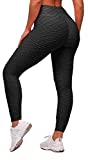 Memoryee Leggings Femme Anti-Cellulite Push Up Butt Lift Elastique Pantalon de Sport Yoga Taille Haute/Black/M