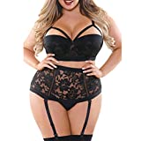 Lulupi Femme Lingerie en Dentelle Sexy Grande Taille Noir Ensemble 2 pièce Soutien-Gorge+Culotte Pas Cher sous-vêtements Erotisme et Hot Transparent