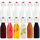 Kurtzy Bouteilles en Verre Vide 250 ML avec Bouchon Mécanique Hermétique (Lot de 12) - Bouteille Biere Vide Transparente pour Boissons, Huile, Vinaigre, Kombucha et Eau