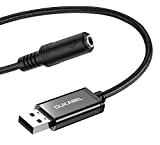 DuKabel Adaptateur Jack vers USB 0,28M USB Une fiche vers Prise 3,5 mm TRRS Carte Son Externe Adaptateur Casque USB pour Casque, Haut-Parleur ou Microphone TRRS 4 pôles - Noir