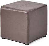 DYPXG Pouf Cube en Cuir Rembourré Pouf,Pouf Repose-Pieds en Bois Massif Carré en Cuir Salon Table Basse Petit Banc(Couleur:A,Taille:28x28x28cm(11x11x11pouces))