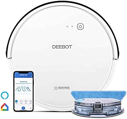 ECOVACS Deebot 605 Aspirateur Robot avec Forte Puissance d'Aspiration, Robot Aspirateur Laveur 2 en 1, Connecté Appli et Alexa, avec Bac à Poussières 520ML, jusqu'à 110 mins, 2 Ans de Garantie