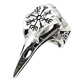 Odin Crow Skull Bague Homme Gothique Acier Inoxydable Boussole Anneaux pour Hommes Viking Accessoires Valknut Anneau Amulette Motif Bijoux Cadeau