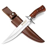 GVDV Couteau de Chasse avec Lame en 440C Acier Inoxydable - Couteau à Lame Fixe, Couteau de Survie à Poignée Bois de Rose pour Camping, Chasse, Randonnée