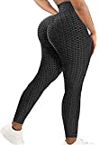 SEASUM Leggings de Sport Femme Push Up Anti Cellulite, Pantalon de Compression Taille Haute Sexy, Yoga Pants Slim Fit Butt Lifter, Collants pour Jogging Fitness Pilates Running, B-Noir S