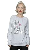 Absolute Cult Looney Tunes Femme Bugs Bunny in Love Sweat-Shirt Heather Grey Small