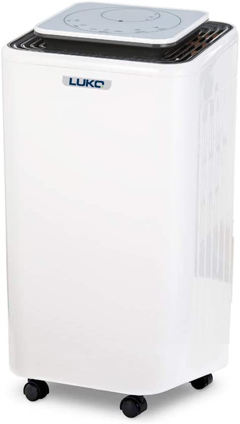 LUKO 12L déshumidificateur avec contrôle de l'humidité et minuterie, portable,silencieux et électrique, 2L réservoir avec tuyau,séchage et purificateur d'air pour maison,chambre,salle de bain,sous-sol