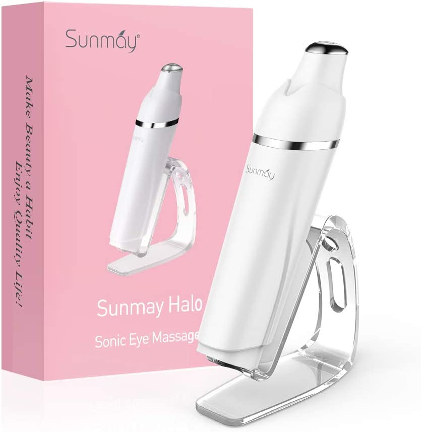 SUNMAY Halo Rechargeable Appareil Massage des Yeux, Anti-rides Anti-âge Anion Chauffant 42℃ avec Vibration à Haute Fréquence élimine les Rides Cernes et Poches (Avec l'enseignement en français)