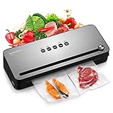 Bonsenkitchen Machine Sous Vide pour Aliments Secs et Humides - Appareil Sous Vide avec Couteau de Coupe, Sacs Sous Vide Inclus, Soudeuse Sous Vide Noir (VS3802B)
