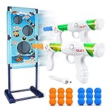 DX DA XIN Cibles de Tir Mobiles Jeu Cible Electrique, Jouet pour Enfants avec 2 Pistolets à Air Comprimé 18 Balles en Mousse Jouets de Jardin d'Extérieur Cadeaux pour Garçons Filles 110 x 42cm