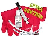 Kit de Nettoyage des têtes d'impression imprimante Jet d'encre spécial EPSON/Brother fabriqué en France Produit nettoyant Made in Germany avec Soufflet d'injection Exclusif débouche Les Buses