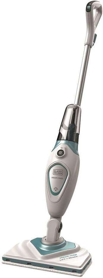BLACK+DECKER FSM1616-QS Balai Vapeur Filaire, 1600 W, Réservoir 350 ml, Temps de Chauffe 20s, Longueur du Câble 5 m, 1 Patin en Microfibre pour le Sol et 1 pour Tête Delta