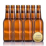 Kit de 20 bouteilles de bière de 33 cl réutilisables avec 200 capsules incluses pour fabriquer des bières artisanales Pour fabrication artisanale à la maison