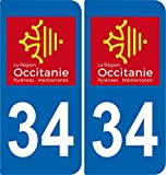 SAFIRMES 2 Stickers Autocollant Plaque immatriculation Auto 34 Occitanie - Logotype