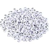 saizone 300 perles lettres acrylique perle alphabet plate lettre blanc Rondes pour DIY la fabrication de bijoux et de bracelets,Colliers,bagues,Fabrication de Bijoux Artisanat.(blanc)