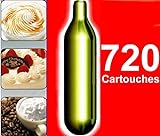 NEMT Lot de 720 Capsules N2O Crème pour cuvettes Siphon de Liss, Mosa, Isi et Kayser, Mastrad (720)