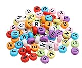 Perlin Lot de 300 lettres de l'alphabet avec perles en forme de lettres noires et perles pour bracelets 7 mm