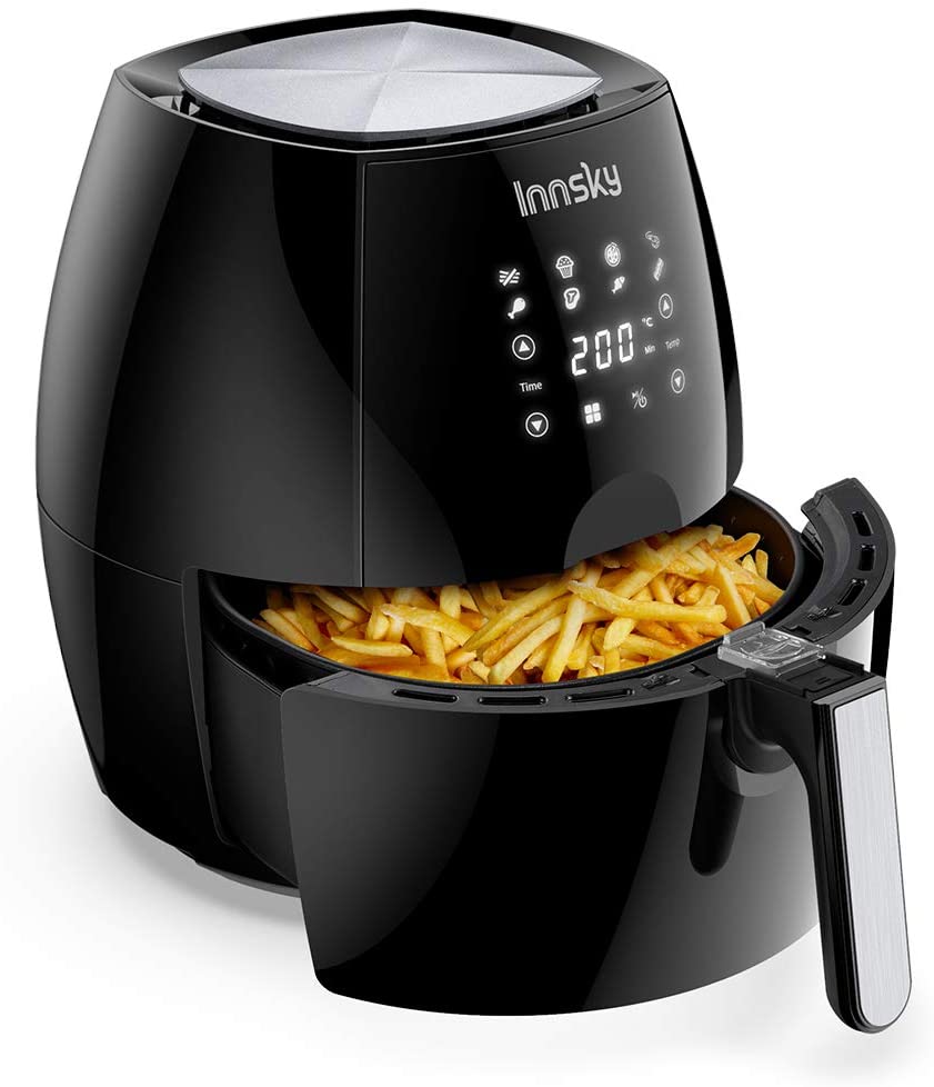 Innsky 5.5L XL Friteuse électrique sans Huile, friteuse à air Chaude, écran Tactile LCD, Cuisson en Une Touche, Multifonction avec 8 programmes, avec Recette