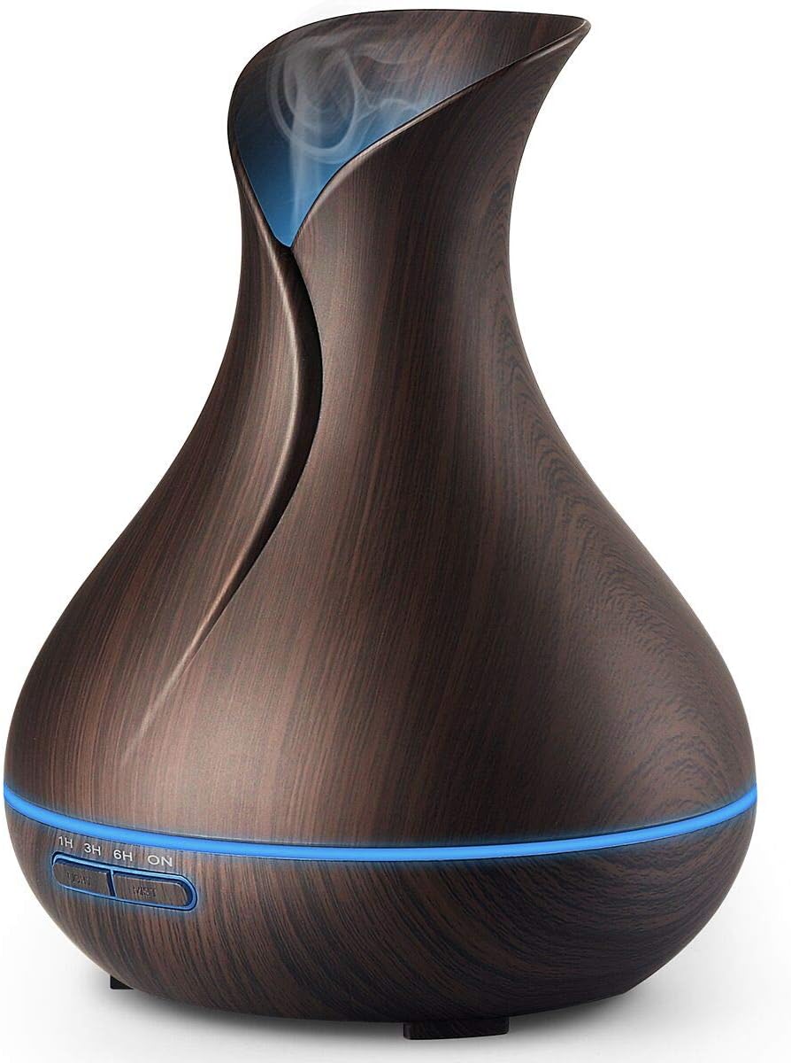 URPOWER Diffuseur d’huiles essentielles, bois de 400Ml Grain aromathérapie diffuseur ultrasonique Cool
