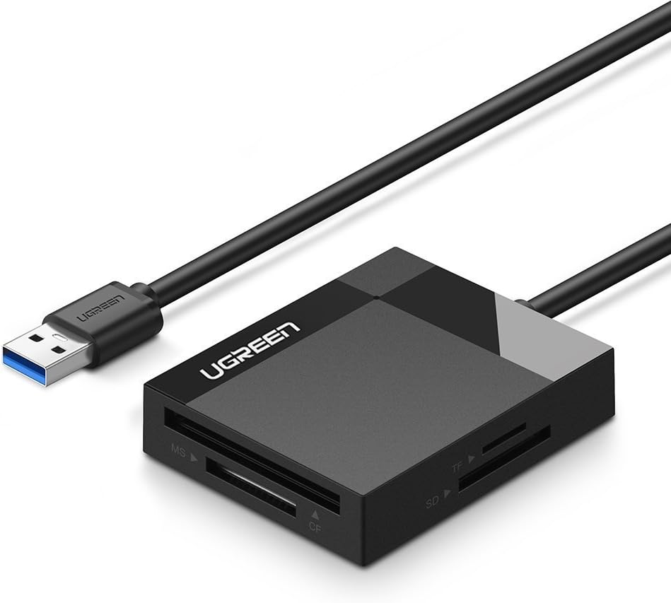 UGREEN USB 3.0 Lecteur de Carte Mémoire Card Reader SD, Micro SD, TF, Memory Stick, CompactFlash, SDXC, SDHC, Micro SDXC, Micro SDHC, MMC pour PC Windows Mac OS Linux, PS4 Pro, Xbox One, Plug Play