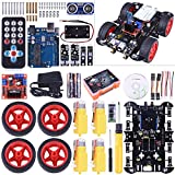 Kuman Voiture Bluetooth Électrique Intélligente, Kit de Robotique avec Module Suivi Ligne, Capteur Ultrasonique, Tutoriel pour Les debutants SM11