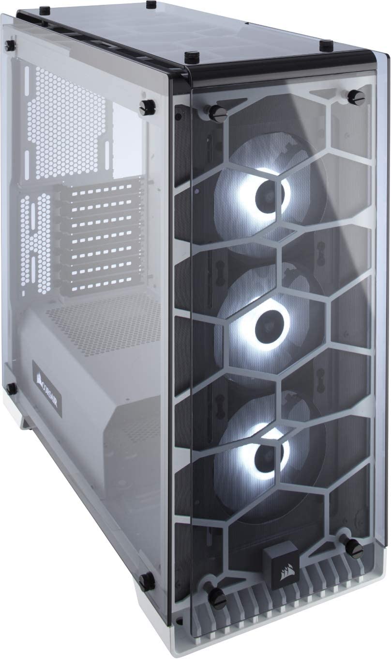 Corsair Crystal 570X RGB Boîtier PC Gaming (Moyenne Tour ATX avec Fenêtre en Verre Trempé avec trois SP120 RGB Ventilateur) Blanc
