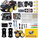 ELEGOO Projet Robot Auto Car Version 4.0 avec tutoriel en français avec Module Follow Line, capteur à ultrasons, Module Bluetooth Le Jeu Intelligent et éducatif Ultime pour Les Enfants
