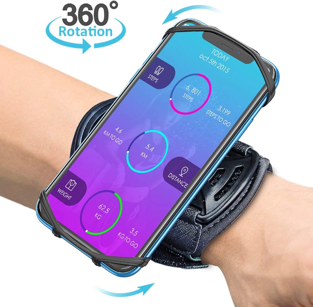 Brassard Multifonctionnel de Sport l’Anti-Sueur pour Telephone au Bras pour iPhone X / 8 Plus/ 7 Plus/ 6 / 6s /,Samsung Galaxy S8 / S7 / S6 Huawei,180°Rotatif avec la Sangle Adjustable du VUP (Noire) 