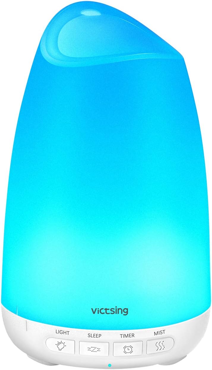 VicTsing Diffuseur d'arômes 150 ML Humidificateur Ultrasonique Diffuseur de Brume BPA, Diffuseur de Huiles à LED Humidifier Aromatherapie pour Chambre Bureau