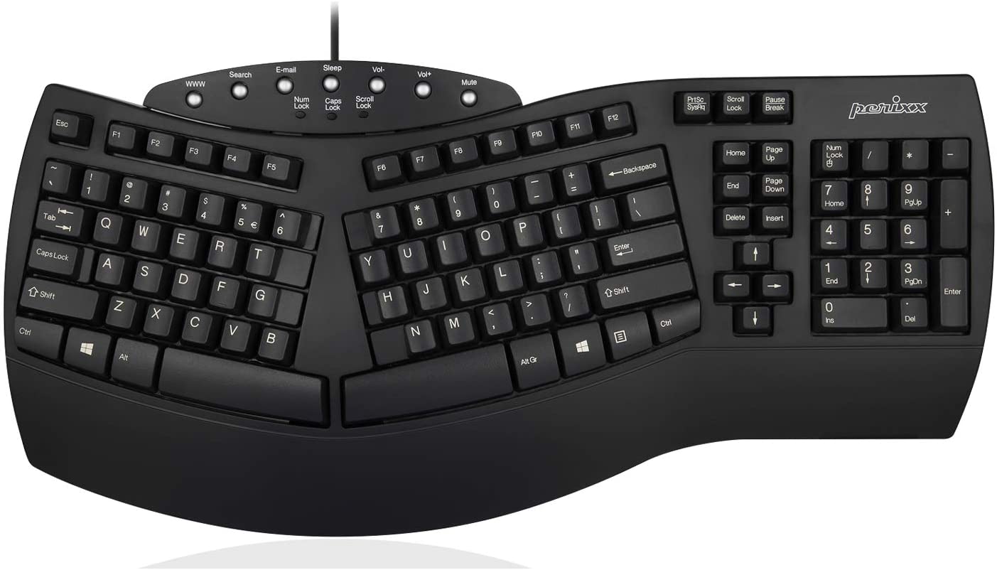 Perixx clavier ergonomique les noir noir