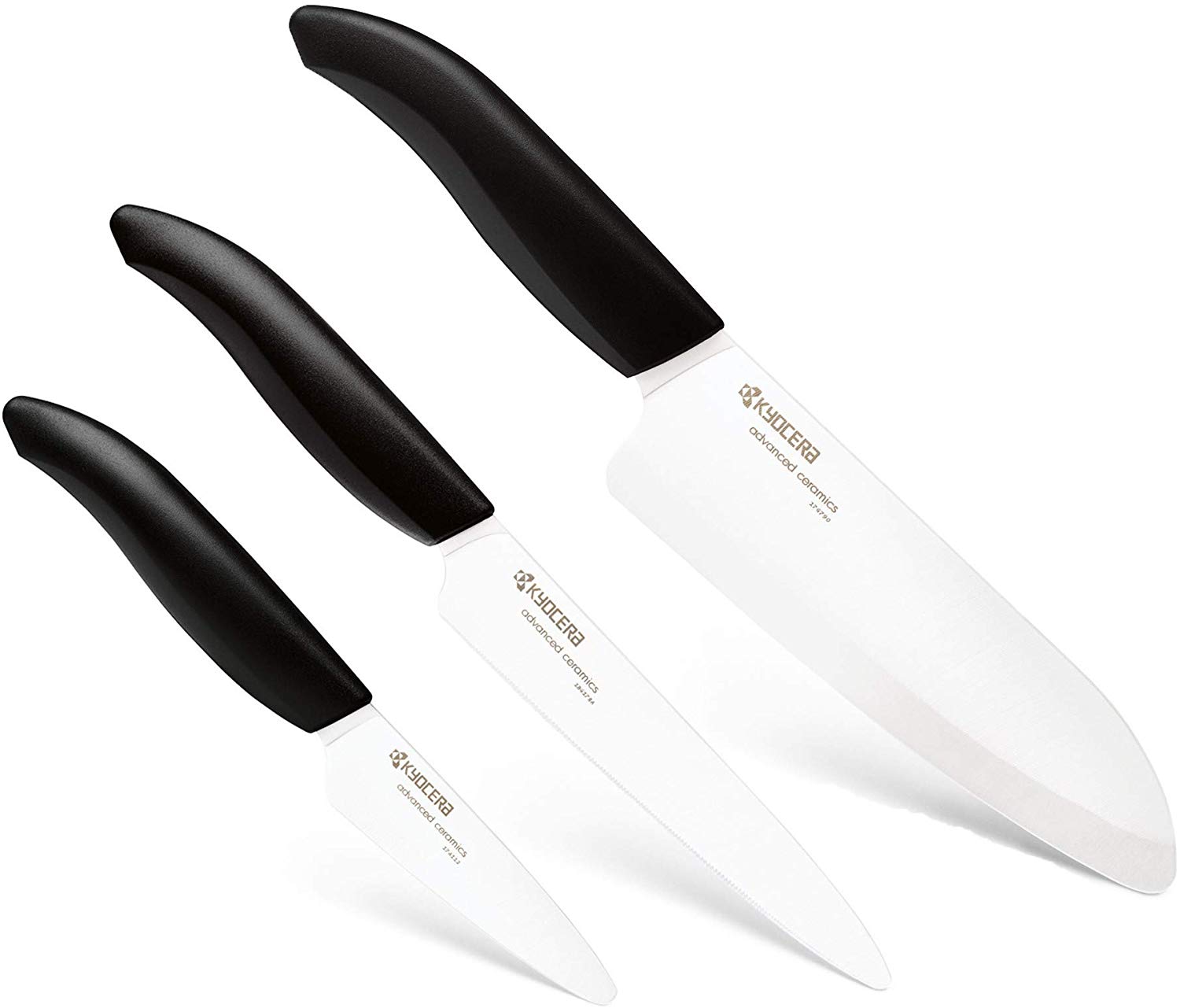 KYOCERA - Chef Set - Les 3 couteaux indispensables - Lame en céramique haut de gamme, ultra tranchant et résistant - matériau sain qui n'oxyde pas les aliments