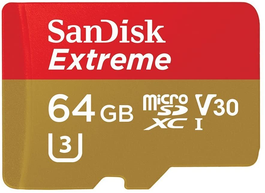 Carte Mémoire MicroSDXC Sandisk Extreme 64 Go + Adaptateur SD jusqu'à 90 Mo/s, Classe 10, U3, V30