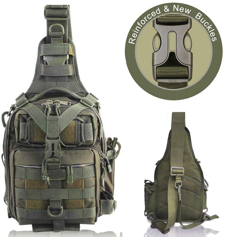 BLISSWILL extérieur Multifonctionnel Attaquer Sac résistant à l'eau Sac de matériel de pêche Sports Sac à bandoulière Bandoulière Messenger Sac pour la pêche randonnée Escalade Cyclisme Chasse